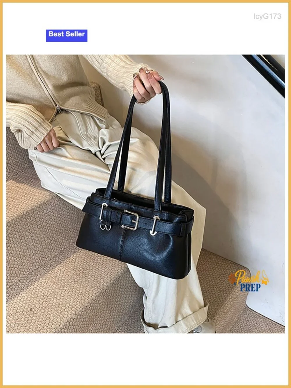 Vintage Y2K Hobo Purse with Belt Buckle Small PU Leather Underarm Satchel